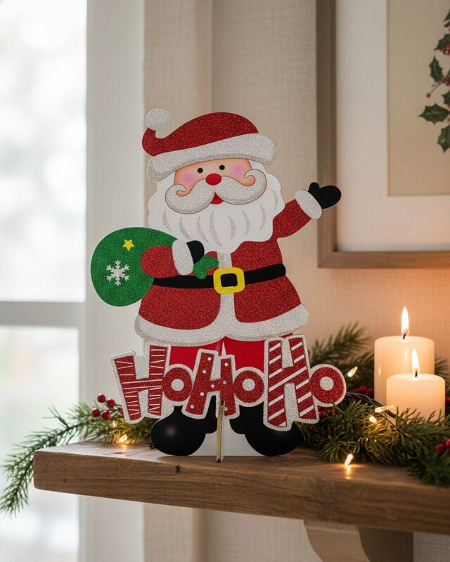 Santa Claus With Christmas Sack Glittered Freestanding Sign | 46cm — image 3