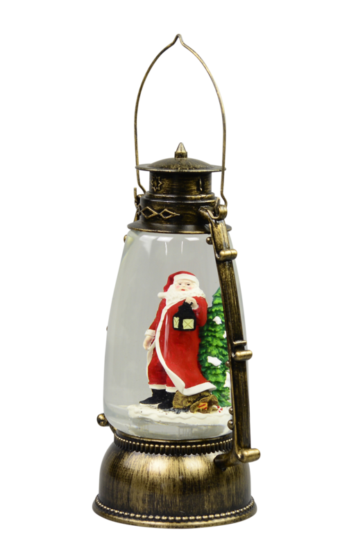 Santa In Antique Look Hurricane Lantern Snow Globe Ornament - 24cm — image 3