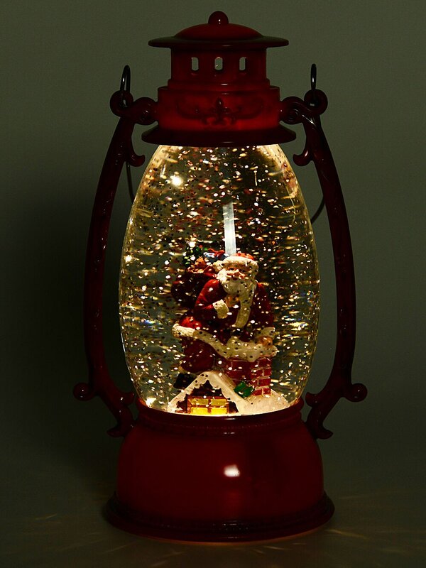Santa In The Chimney Hurricane Lantern Christmas Snow Globe - 24cm — image 5