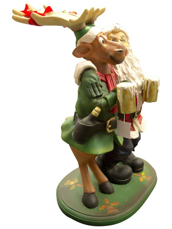 Santa & Reindeer Happy Hour Christmas Decor - 67cm