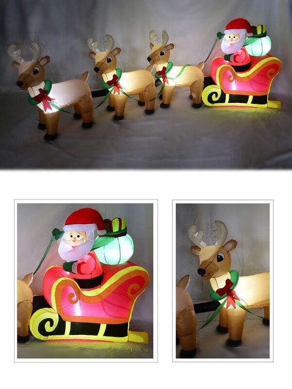 Santa & Reindeer Sleigh Illuminated Christmas Inflatable Display - 3.4m — image 5