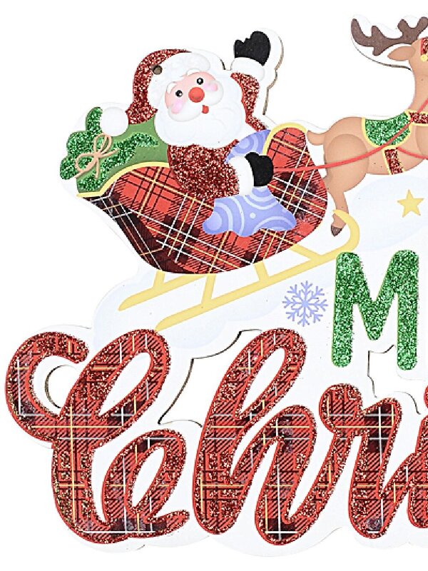 Santa Sleigh & Reindeer Merry Christmas Hanging Sign | 40cm — image 3