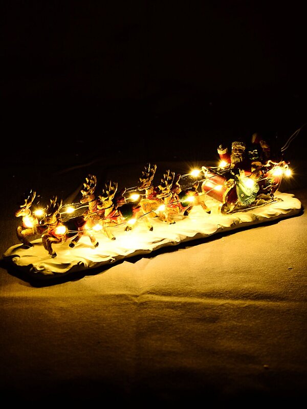 Santa, Sleigh & Reindeers In Snow With Warm White LED Lights | 22cm — image 5
