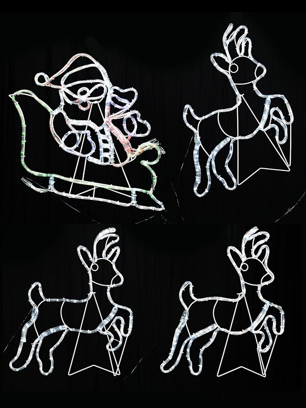 Santa & Sleigh With 3 Reindeers LED Christmas Light Display Silhouette - 2.5m — image 7