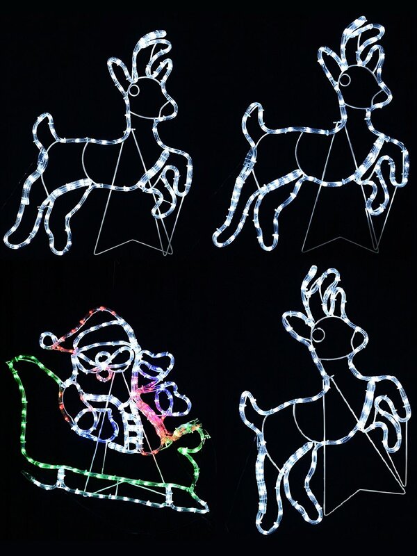 Santa & Sleigh With 3 Reindeers LED Christmas Light Display Silhouette - 2.5m — image 2