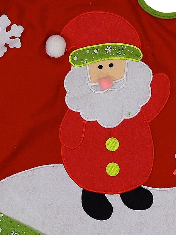 Santa, Tree & Gift With Snowflakes & Green Trim Christmas Tree Skirt - 88cm