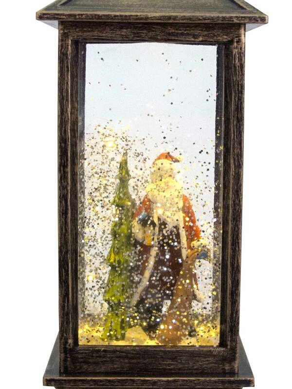 Santa & Tree In Lantern Snow Globe Ornament - 27cm — image 3