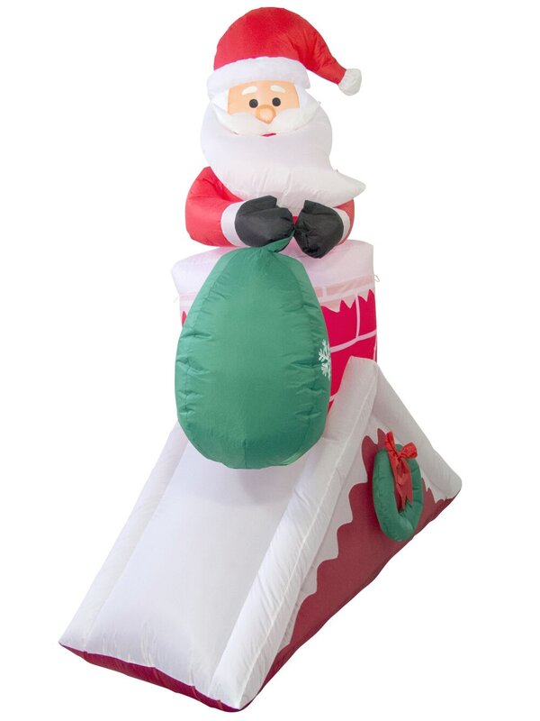 Santa With Sack In Chimney On Rooftop Illuminated Inflatable - 1.5m — image 3
