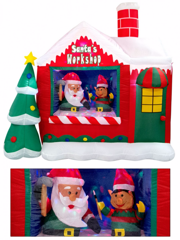 Santa's Workshop Illuminated Inflatable With Santa Elf & Tree - 1.8m — image 9