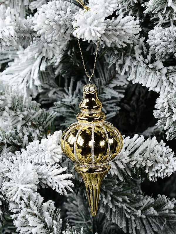 Shiny Gold & Champagne Glitter Lustrous Signature Finial Drop | 12cm — image 2