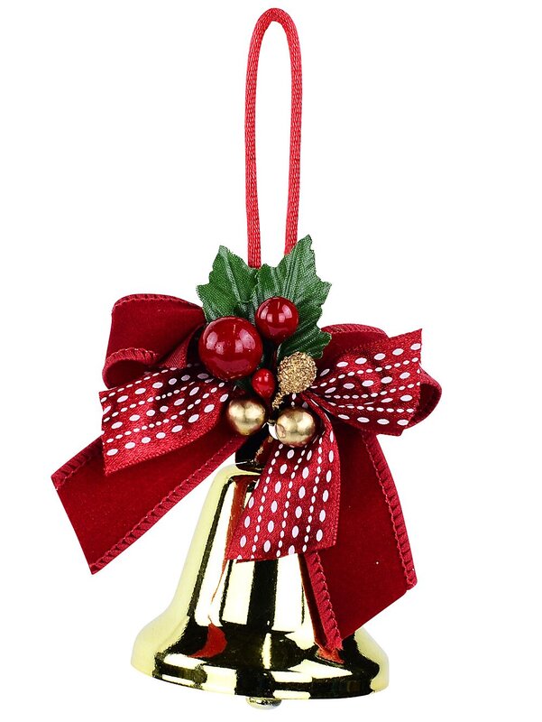 Shiny Gold & Red Bow Whimsical Signature Tinkling Bell Drop | 10cm — image 3