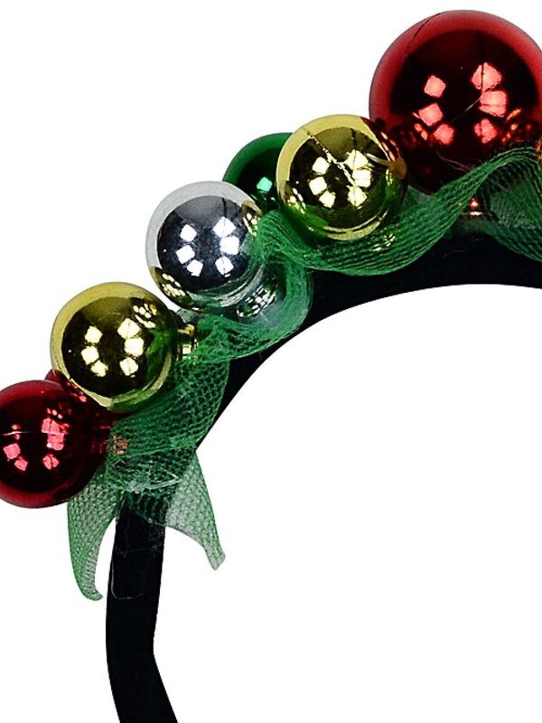 Shiny Red, Gold, Silver & Green Christmas Baubles Headband - One Size Fits Most — image 2