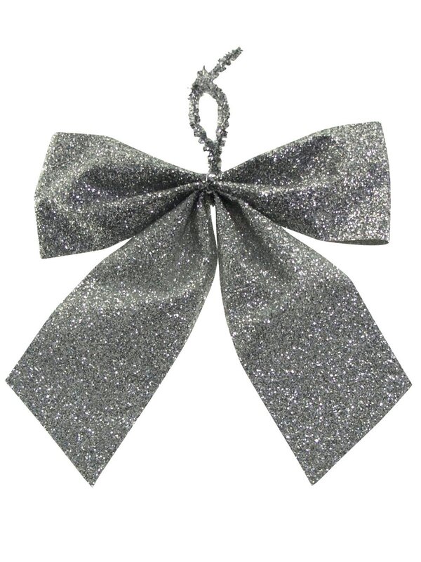 Silver Glitter Christmas Tree Bows - 6 x 80mm — image 2