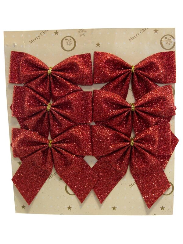 Small Red Bow Decorations - 6 x 80mm — image 3
