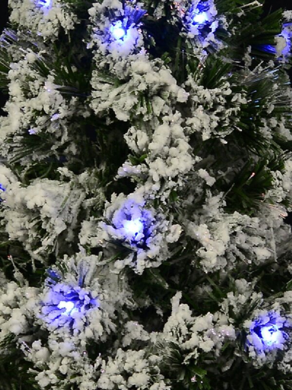 Snow Flocked Blue LED & Multi Colour Fibre Optic Christmas Tree - 90cm — image 2