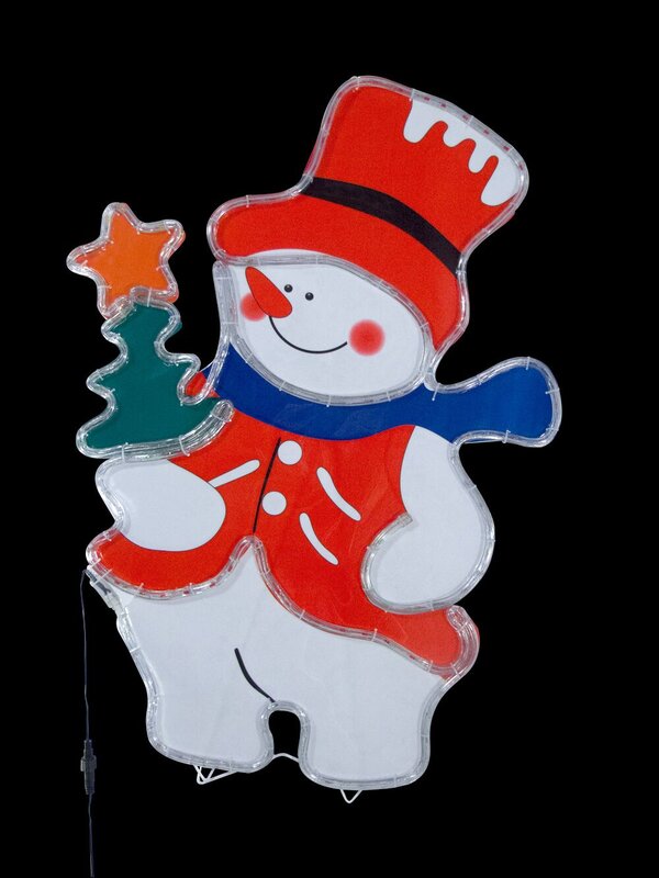 Snowman With LED Rope Light Motif - 80cm — image 2