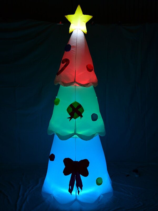 Standing Christmas Tree with Decorations & Multi Coloured Lighting - 2.4m