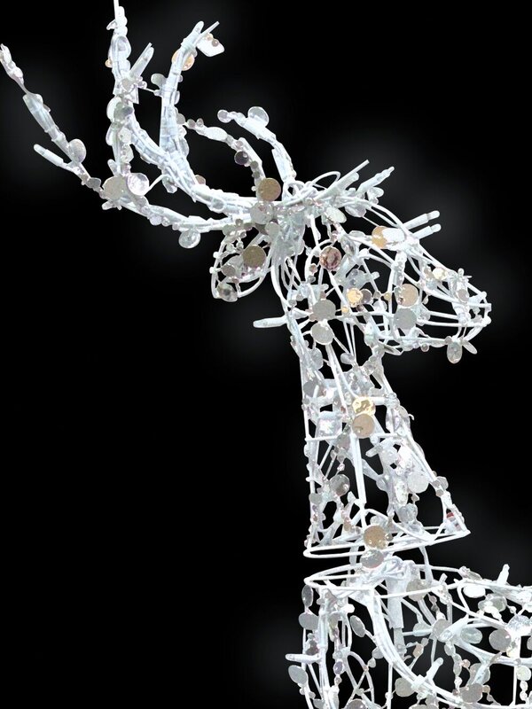 Standing LED Reindeer With Reflective Sequins Light Display - 1.2m