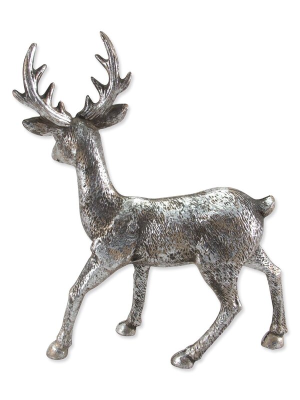 Standing Silver Antique Look Young Ornamental Reindeer - 23cm