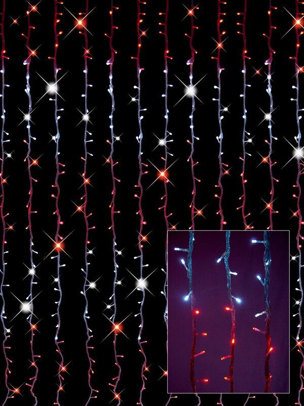 Synchronised Red & White LED Curtain Light Display - 3.2m — image 2