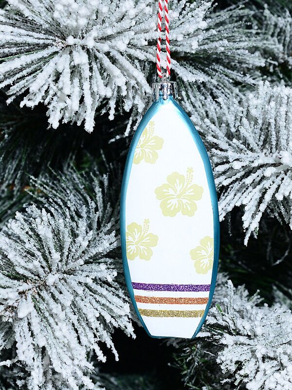 Teal & Yellow Floral Surfboard Whimsical Essential Ornament | 12cm — image 2