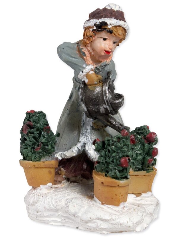 Traditional Polyresin Town Scene Figurines - 12 Pieces