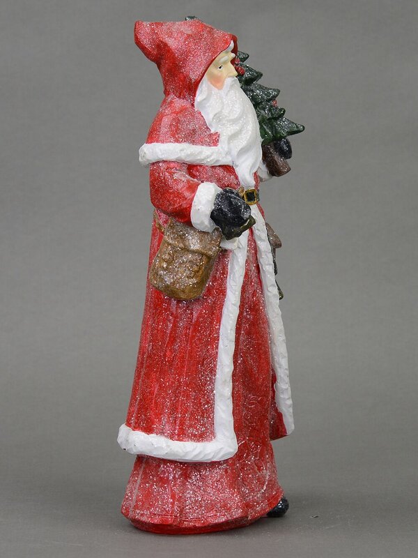 Traditional Santa Christmas Ornament Standing With Bell, Bag & Tree - 30cm — image 6