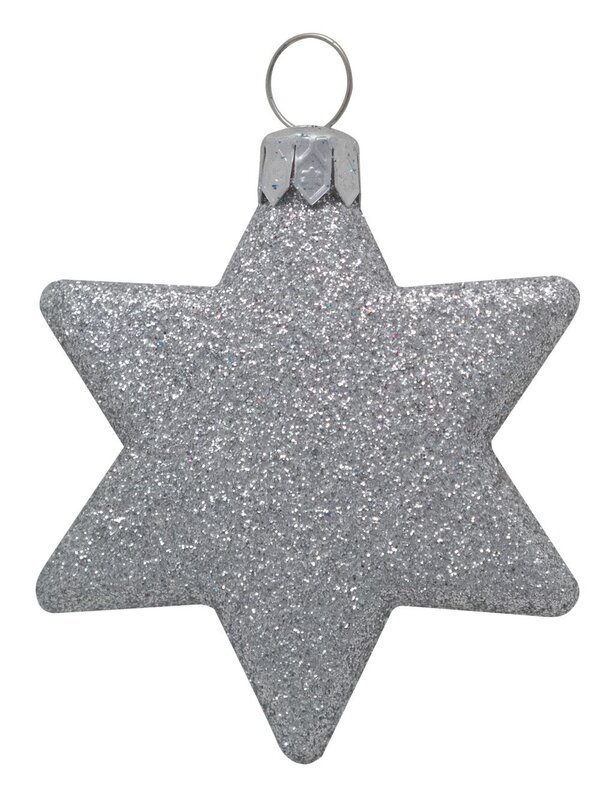 Turquoise, Silver & Blue Glittered Star Decorations- 8 x 65mm — image 3