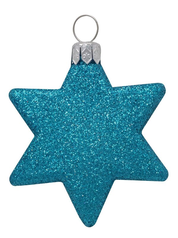 Turquoise, Silver & Blue Glittered Star Decorations- 8 x 65mm — image 4
