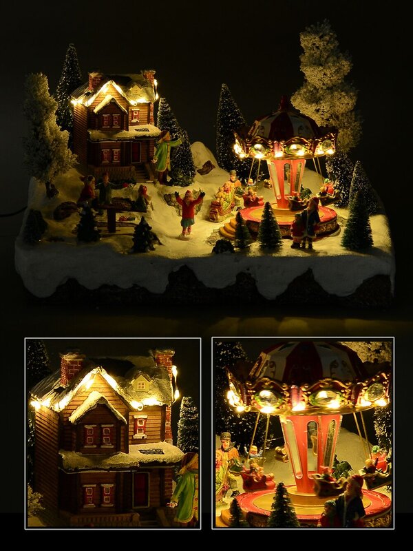 Village with Child, Animated, Musical & Illuminated - 38cm — image 2