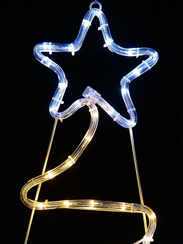 Warm & Cool White LED Christmas Tree With Stars Rope Light Silhouette - 83cm — image 3