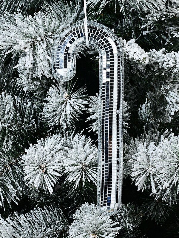 Whimsical Silver Mirror Ball Candy Cane Ornament | 26cm — image 2