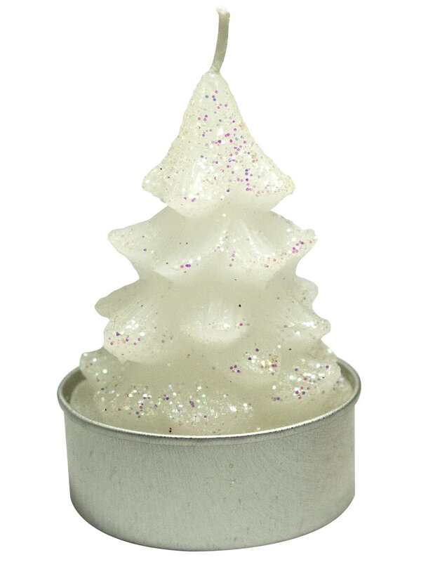 White Christmas Tree Tea Light Candles Pack - 6 x 55mm