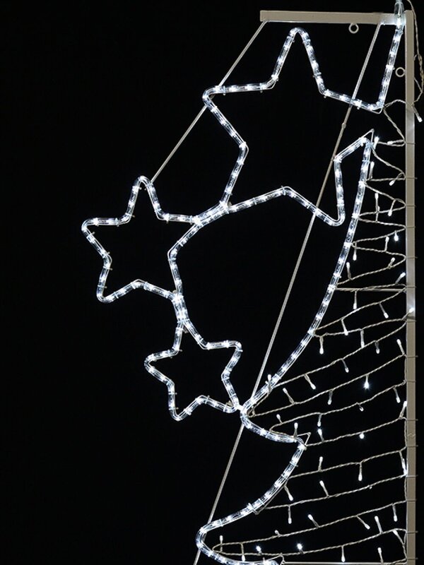 White Dual-Sided Christmas Tree Rope Light Silhouette With String Lights - 2m  — image 2