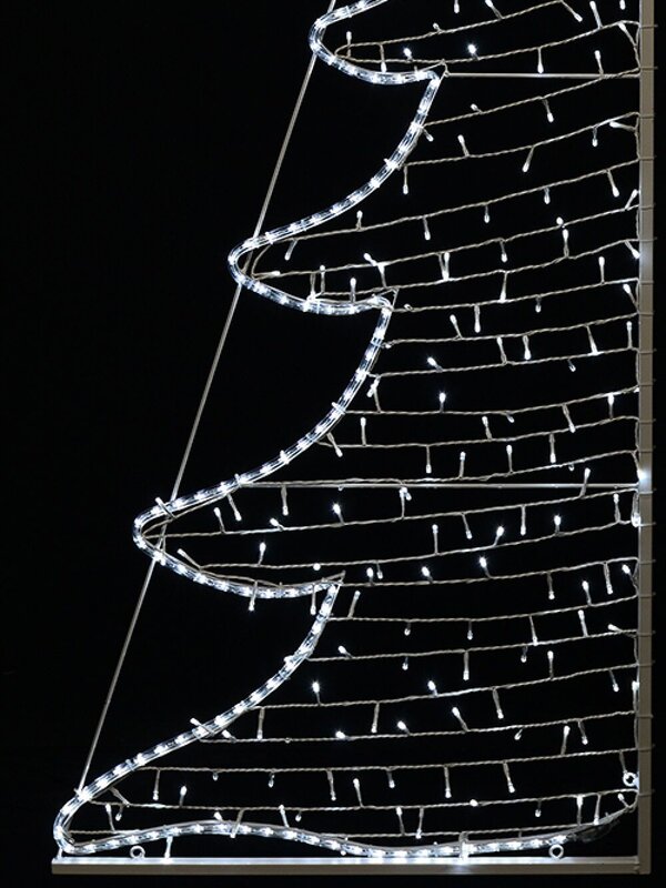 White Dual-Sided Christmas Tree Rope Light Silhouette With String Lights - 2m  — image 3