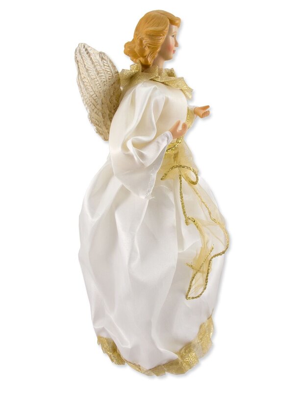 White & Gold Decorative Angel With Cream Wings - 25cm — image 3