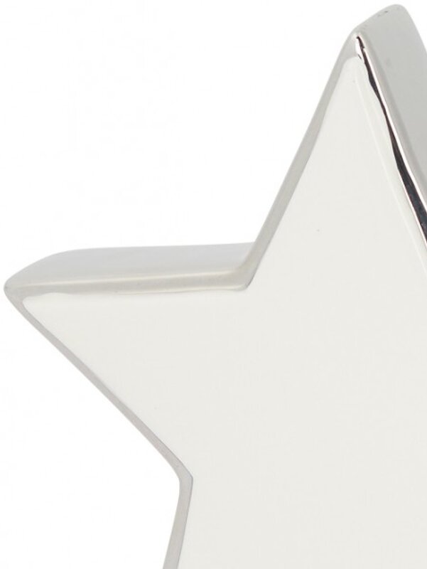 White Star With Silver Standing Ceramic Christmas Ornament - 16cm — image 2