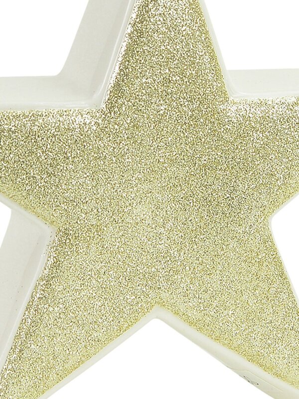 White With Gold Glitter Free Standing Star Ceramic Christmas Ornament - 17cm — image 4
