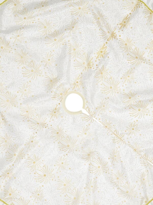White With Iridescent & Gold Glitter Sunburst Pattern Christmas Tree Skirt - 1.2m — image 2