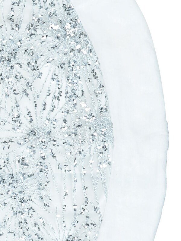 White With Silver Sequin Starburst Pattern & Fur Trim Tree Skirt - 1.2m