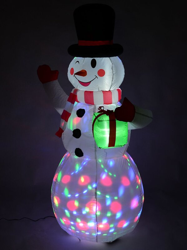 Winking Snowman With LED Disco Light Christmas Inflatable Display - 1.5m — image 5