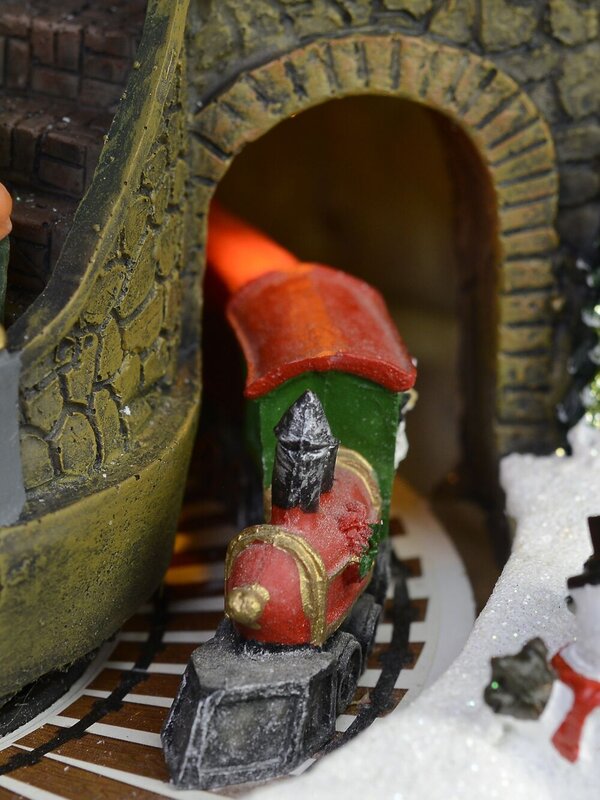 Winter Christmas Village & Train Station Scene with Animation & Lights - 23cm — image 4