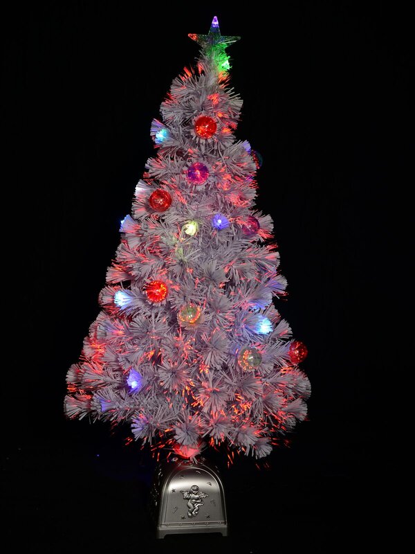 Winter Ice White Multi Colour LED & Fibre Optic Christmas Tree - 90cm — image 3