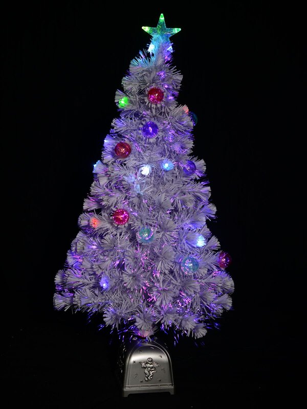 Winter Ice White Multi Colour LED & Fibre Optic Christmas Tree - 90cm — image 5