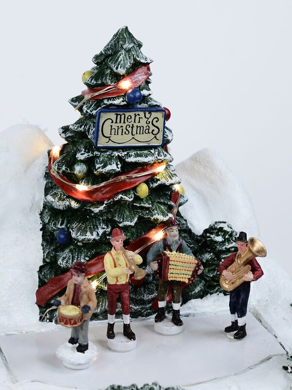 Winter Pond Fun Christmas Village Scene With Church, Carousel & Band - 60cm — image 9