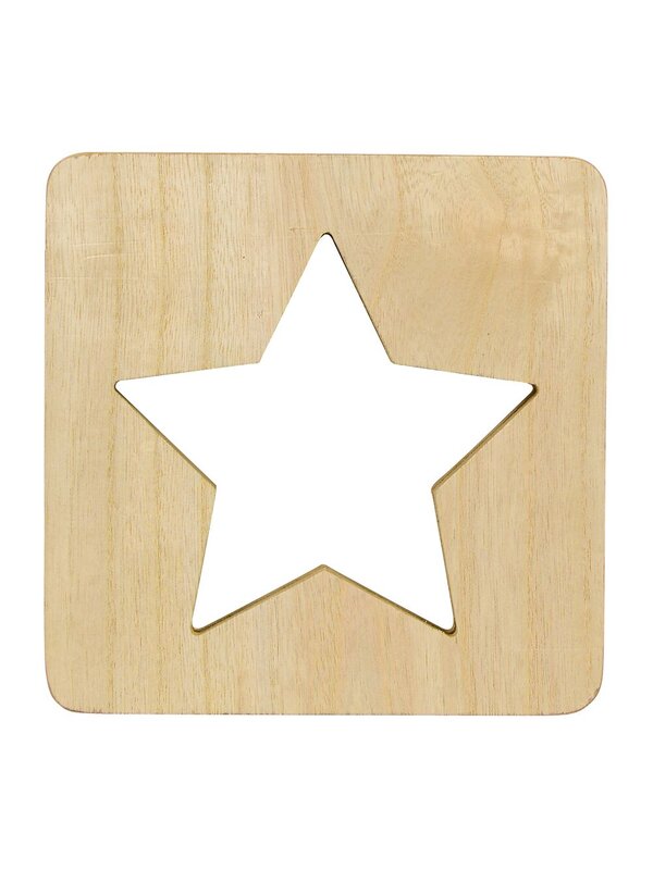 Wooden Star Laser Cut-Out With White SMD Christmas Ornament - 18cm — image 2