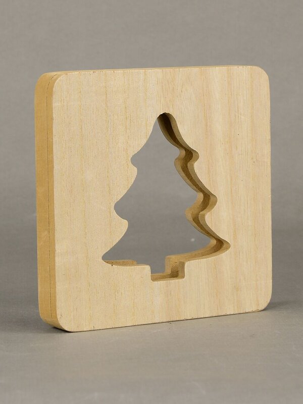 Wooden Tree Laser Cut-Out With Green SMD Christmas Ornament - 18cm — image 3