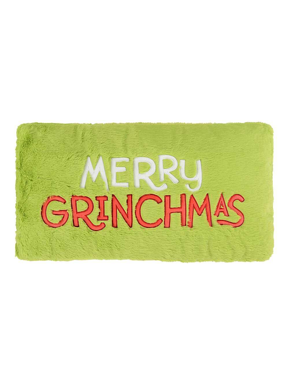 Dr. Seuss Embroidered Merry Grinchmas Green Plush Lumbar Pillow | 75cm