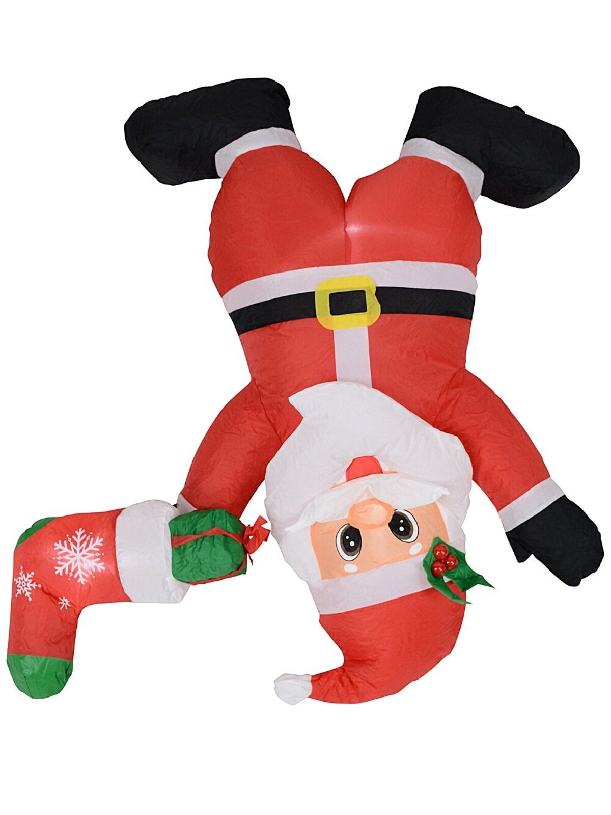 1.1m Hanging Upside Down Santa & Stocking Illuminated Christmas Inflatable