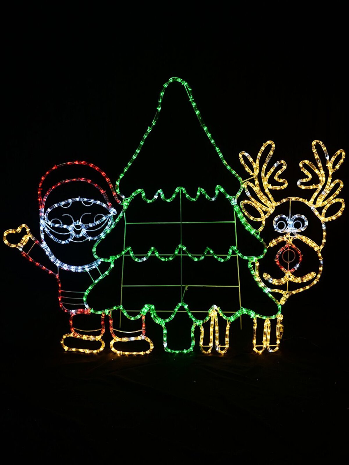 1.2m Dynamic Santa Reindeer & Tree Outdoor Christmas LED Light Display
